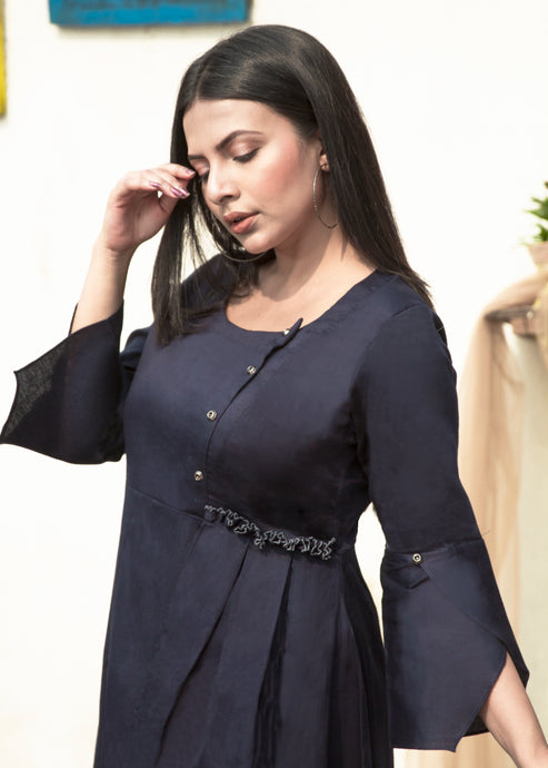 Midnight Hue Sleek Petal Kurti Dress - ravintage