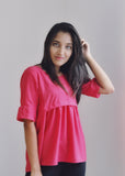 Vibrant Pink Front Ruffle Top - ravintage