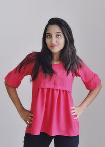 Vibrant Pink Front Ruffle Top - ravintage