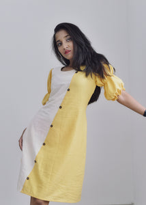 Yellow Dress with Statement Balloon Sleeves - ravintage