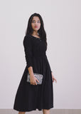 Black Waist Ruched Studded Collar Dress - ravintage