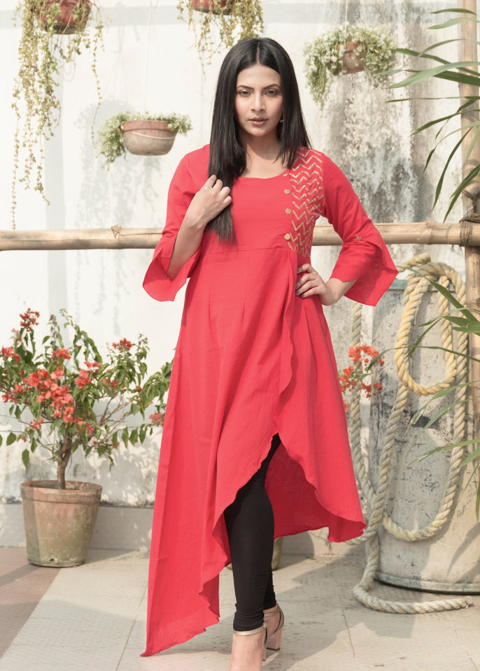 Charisma Gota Embroidered Petal Kurti Dress - ravintage