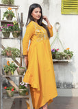 Breeze Shadow Embroidered A-Symmetrical Kurti Dress - ravintage